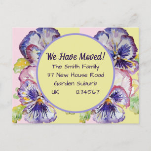 Pansy Flowers New Address Briefkaart, we verplaats Briefkaart