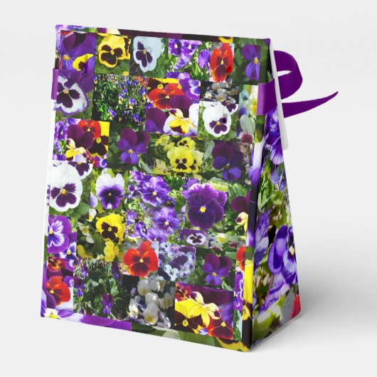 Pansy Fotocollage: Kaleidoscoop van Bloemschoonhei Bedankdoosjes (Achterkant)