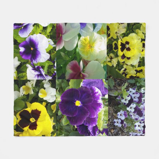 Pansy Fotocollage: Kaleidoscoop van Bloemschoonhei Fleece Deken (Voorkant (Horizontaal))