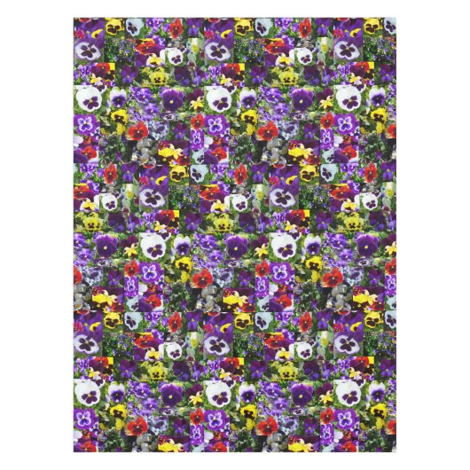 Pansy Fotocollage: Kaleidoscoop van Bloemschoonhei Tafelkleed (Voorkant)