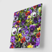 Pansy Fotocollage: Kaleidoscoop van Bloemschoonhei Vierkante Klok (Hoek)