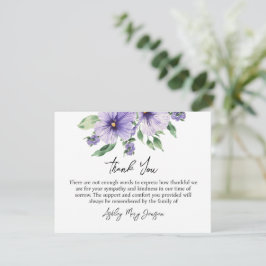 Pansy Funeral Thank You Card Bereavement Bedankkaart