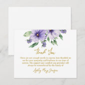 Pansy Funeral Thank You Card Bereavement Bedankkaart (Voorkant / Achterkant)
