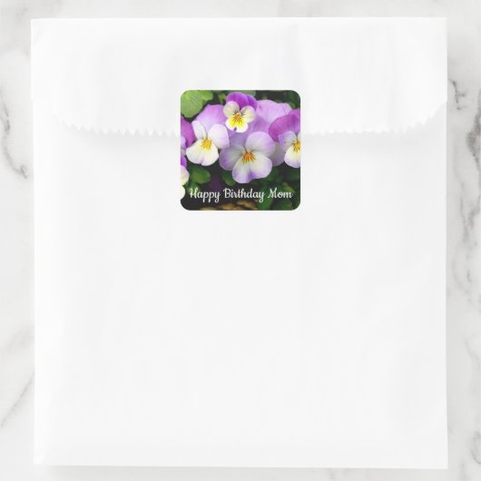 Pansy Gelukkig Birthday Vierkante Sticker (Tas)