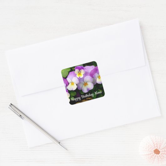 Pansy Gelukkig Birthday Vierkante Sticker (Envelop)