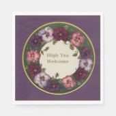 Pansy High Tea Napkins • Deep Plum & Gold Servet (Voorkant)