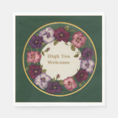Pansy High Tea Napkins • Forest Green & Gold Servet (Voorkant)