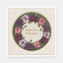 Pansy High Tea Napkins • Ivory & Gold Servet