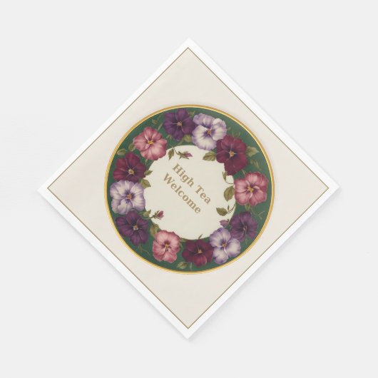 Pansy High Tea Napkins • Ivory & Gold Servet (Hoek)