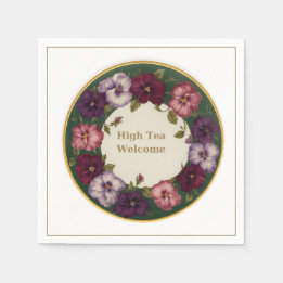 Pansy High Tea Napkins • White & Gold Servet