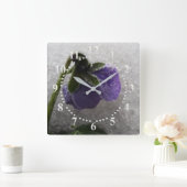 Pansy in sneeuw vierkante klok (Huis)