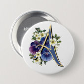 Pansy Initiaal - A Ronde Button 7,6 Cm (Voorkant /achterkant)