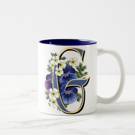 Pansy Initiaal - G Tweekleurige Koffiemok (Rechts)