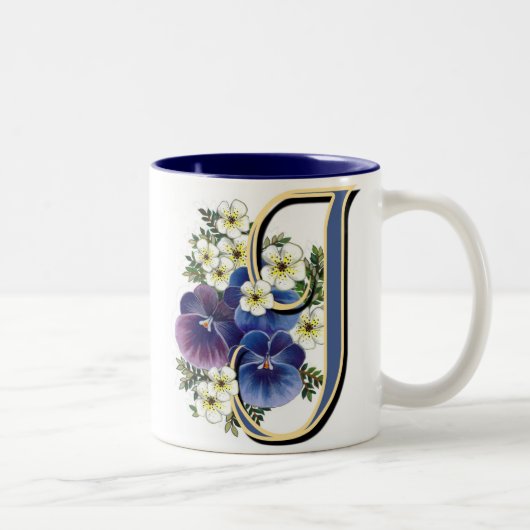 Pansy Initiaal - J Tweekleurige Koffiemok (Rechts)