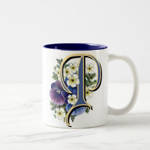 Pansy Initiaal - P Tweekleurige Koffiemok