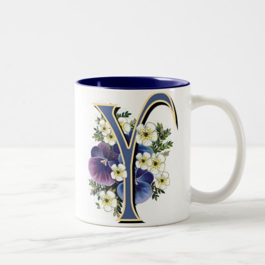 Pansy Initiaal - Y Tweekleurige Koffiemok (Rechts)