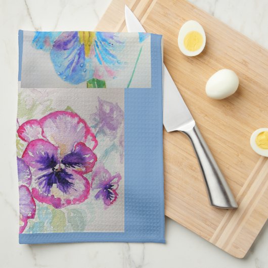 Pansy Iris Viola Flower Flowers Kitchen Tea Towel Theedoek (Quarter Fold)