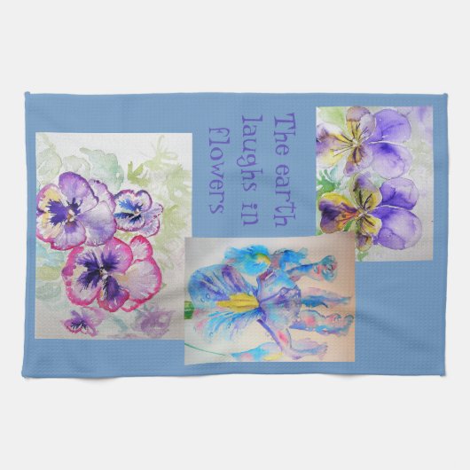 Pansy Iris Viola Flower Flowers Kitchen Tea Towel Theedoek (Horizontaal)