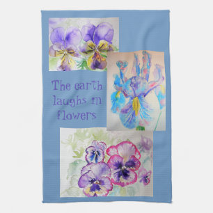 Pansy Iris Viola Flower Flowers Kitchen Tea Towel Theedoek