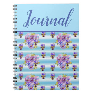 Pansy Journal Viola Blue  Floral Notitieboek
