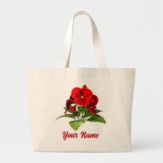 Pansy Lover Bloemen Gepersonaliseerde Aangepaste Grote Tote Bag (Voorkant)
