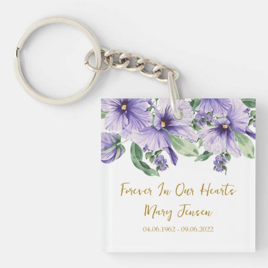 Pansy Memorial Funeral Photo Keychain (Voorkant)