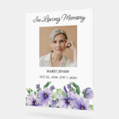 Pansy Memorial Photo Funeral Acrylic Sign Acryl Bord (Hoek)