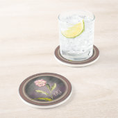Pansy met Initialen Zandsteen Onderzetter (Zijkant)