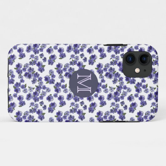 Pansy Monogram iPhone Case (Achterkant (horizontaal))