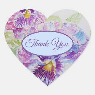 Pansy Paars Flower Floral Bedankt Patroon Hart Sticker