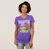 Pansy Paars Violas viola florale Waterverf Bloem T-shirt (Voorkant volledig)