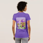 Pansy Paars Violas viola florale Waterverf Bloem T-shirt (Achterkant volledig)