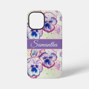 Pansy Paarse Sering Waterverf bloemig Bloem Telefo iPhone 12 Mini Hoesje