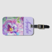 Pansy Paarse Waterverf  bloem Bagagelabel (Voorkant (horizontaal))
