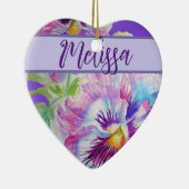 Pansy Paarse Waterverf  bloem Keramisch Ornament (Rechts)