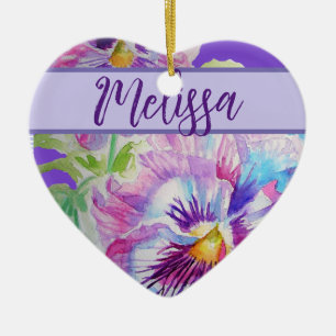 Pansy Paarse Waterverf  bloem Keramisch Ornament