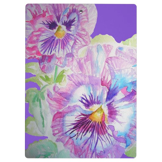 Pansy Paarse Waterverf  bloem Klembord (Achterkant)