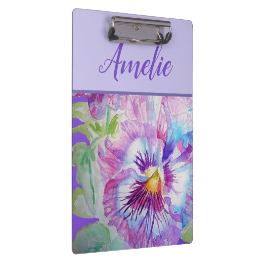 Pansy Paarse Waterverf  bloem Klembord (Rechts)