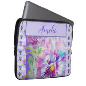 Pansy Paarse Waterverf  bloem Laptop Sleeve (Voorkant Rechts)