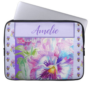Pansy Paarse Waterverf  bloem Laptop Sleeve