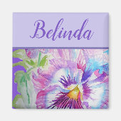 Pansy Paarse Waterverf  bloem Magneet (Voorkant)