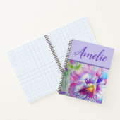 Pansy Paarse Waterverf  bloem Notitieboek (Binnen)