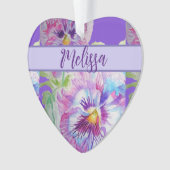 Pansy Paarse Waterverf  bloem Ornament (voorkant)