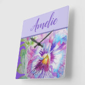 Pansy Paarse Waterverf  bloem Vierkante Klok (Hoek)