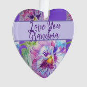 Pansy Paarse Waterverf Bloemen Bloem Mum Ornament (voorkant)