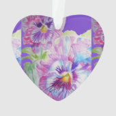 Pansy Paarse Waterverf Bloemen Bloem Mum Ornament (achterkant)