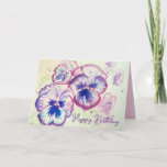 Pansy Panies Purple Flowers Bloemen Waterverf Kaart<br><div class="desc">Purple Flowers Floral Waterverf Birthday Card,  met de volledig aanpasbare meisjesnaam. Handbeschilderde waterverf van de viool in een pot hier in mijn tuin in het voorjaar. Stuur een kaart met de kleuren,  vorm en schoonheid van de natuur. Een kleine glimlach op een kaart!</div>