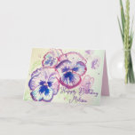 Pansy Panies Purple Flowers Floral Waterverf Naam Kaart<br><div class="desc">Purple Flowers Floral Waterverf Birthday Card,  met de volledig aanpasbare meisjesnaam. Handbeschilderde waterverf van de viool in een pot hier in mijn tuin in het voorjaar. Stuur een kaart met de kleuren,  vorm en schoonheid van de natuur. Een kleine glimlach op een kaart!</div>