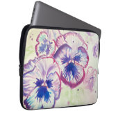 Pansy Panies Purple Flowers Floral Waterverf Naam Laptop Sleeve (Voorkant Rechts)