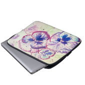 Pansy Panies Purple Flowers Floral Waterverf Naam Laptop Sleeve (Voorkant onderkant)